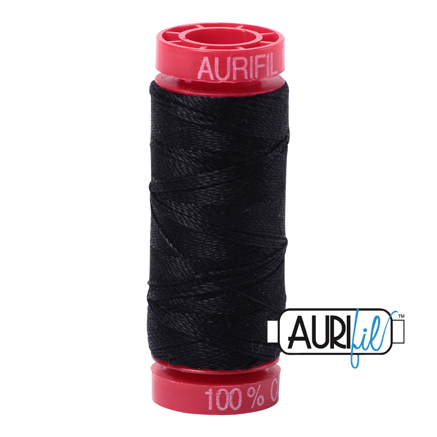 Aurifil 12wt. 50 mtr spool. 2692 Black