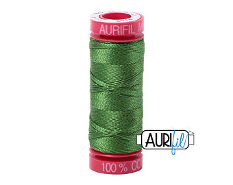Aurifil 12wt. 50 mtr spool. 5018 Drake Grass Green