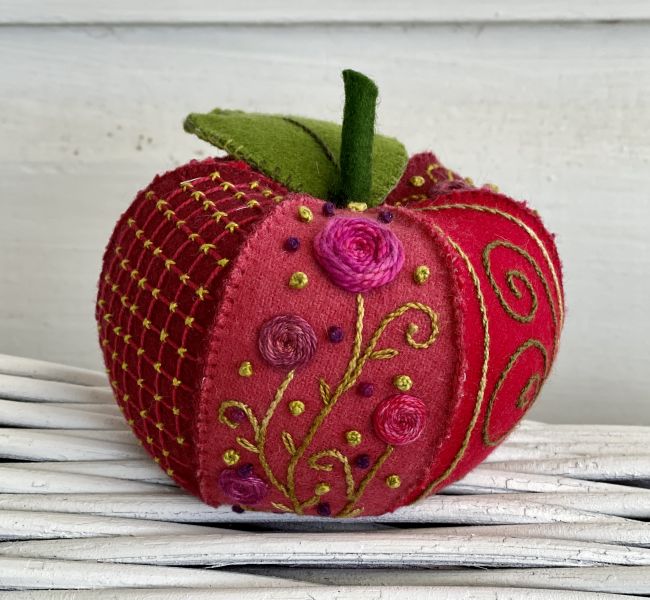 Embroidered Autumn Apple Kit Red by Ngaire Montgomery-Williams