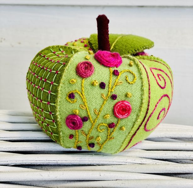 Embroidered Autumn Apple Pattern by Ngaire Montgomery-Williams