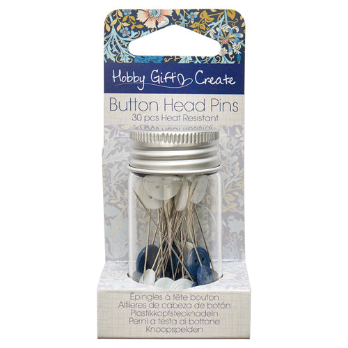 Hobby Gift Button Head Pins - Navy and White