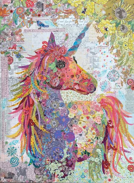 Laura Heine Nola the Unicorn Collage Pattern