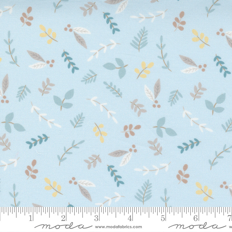 Little Ducklings by Paper & Cloth Blue Leaf Print 25102-15