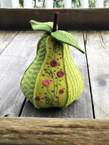 Embroidered Winter Pears Kit Yellow designed by Ngaire Montgomery-Williams