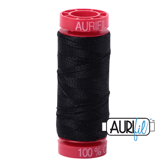 Aurifil 12wt. 50 mtr spool. 2692 Black