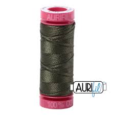 Aurifil 12wt. 50 mtr spool. 5016 Olive Green