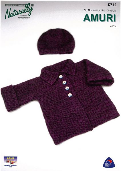 Baby Jacket and Hat Pattern Amuri 4 ply K712