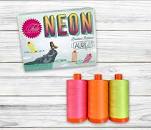 Aurifil Neons by Tula Pink 3 large reels of Neon Green, Pink and Orange