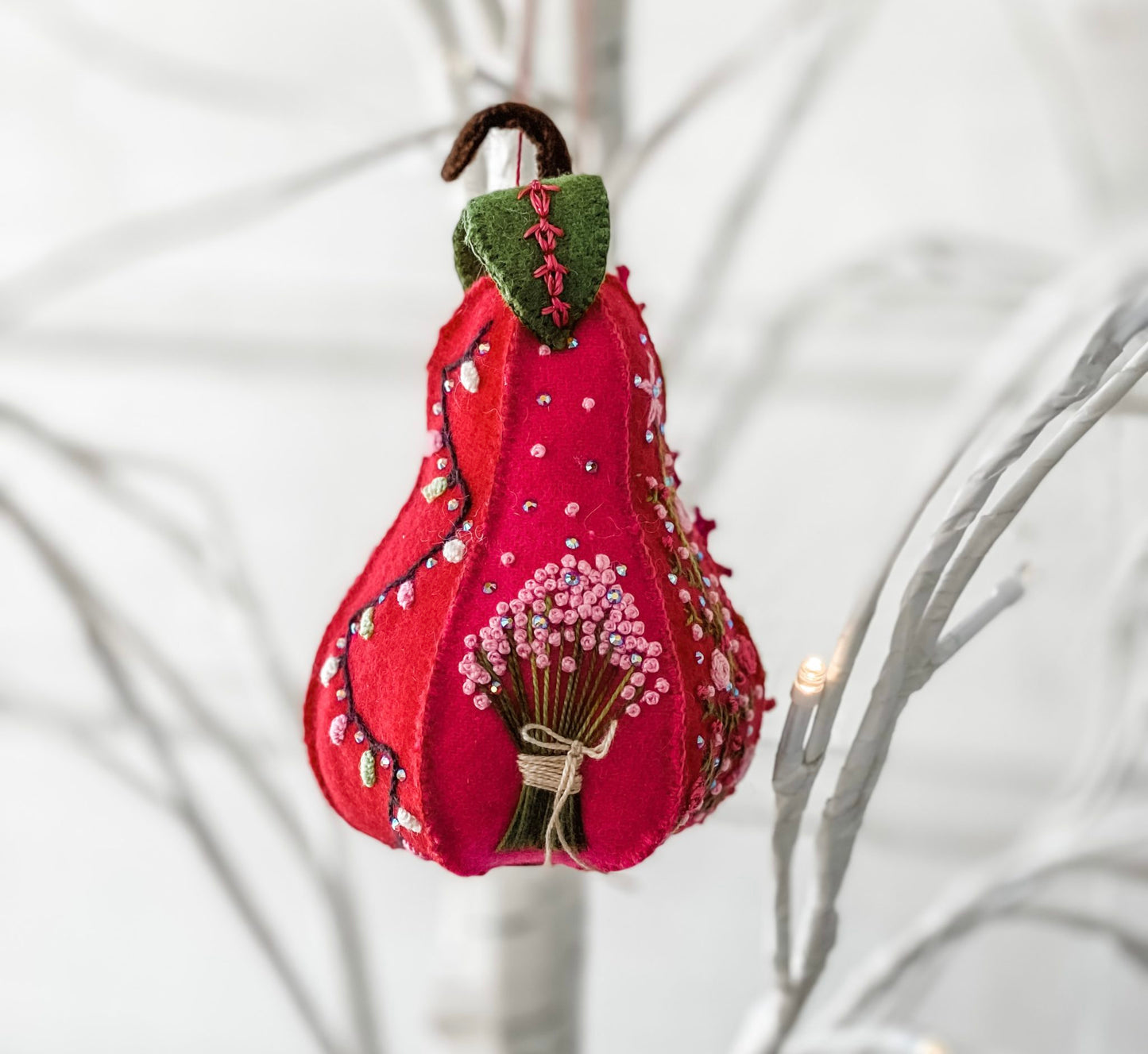 Luxurious Pear Kit - Bright Colourway - Christmas Plum Designed by Ngaire Montgomery-Williams 5½" High