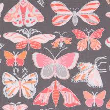 Moths pink and grey by Michael Miller Fabrics