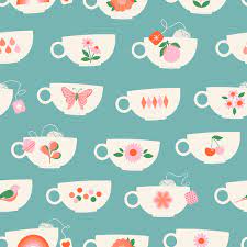 Camellia Tea Cups Blue by Melody Miller