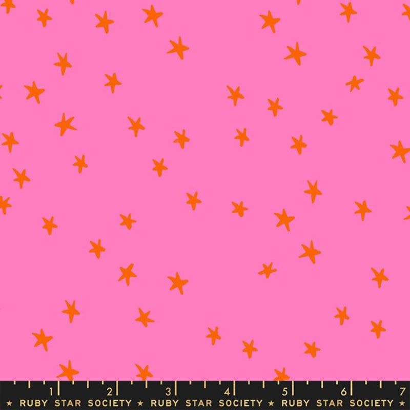 Starry by Ruby Star Starry Large orange stars on pink