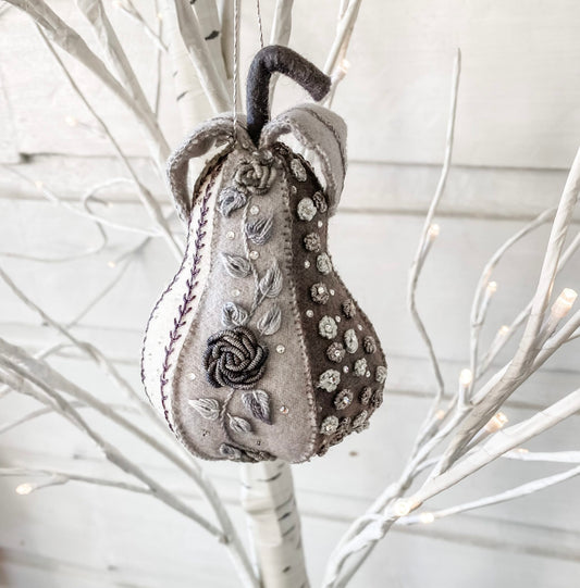 Luxurious Pear Kit - French Country Colourway - Silver Pear Designed by Ngaire Montgomery-Williams 5½" High