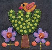 Pre Cut Wool Applique Pack Bird and Tree Colourway 2