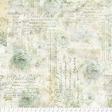 Aqua Roses QBTH010 Quilt Backer 108" wide