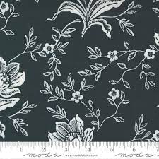 Moda Woodcut Florals Coal - White 108" Wide Backing